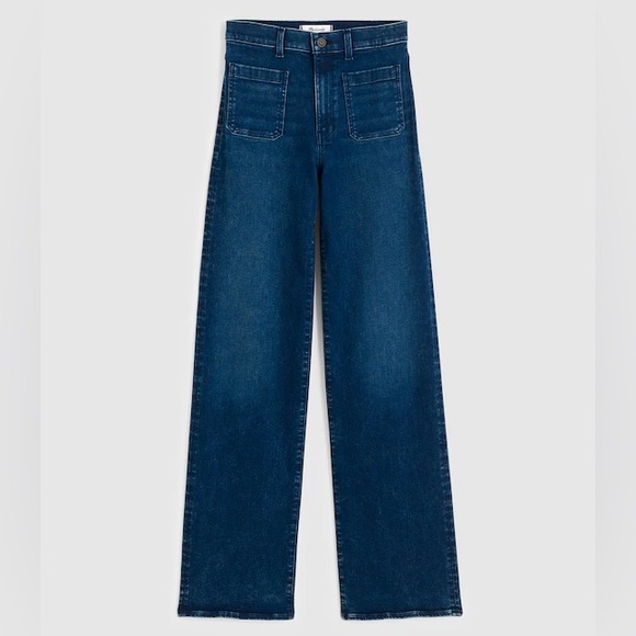 Madewell High-Rise Wide-Leg Jeans in Dark Blue - Picture 5 of 8